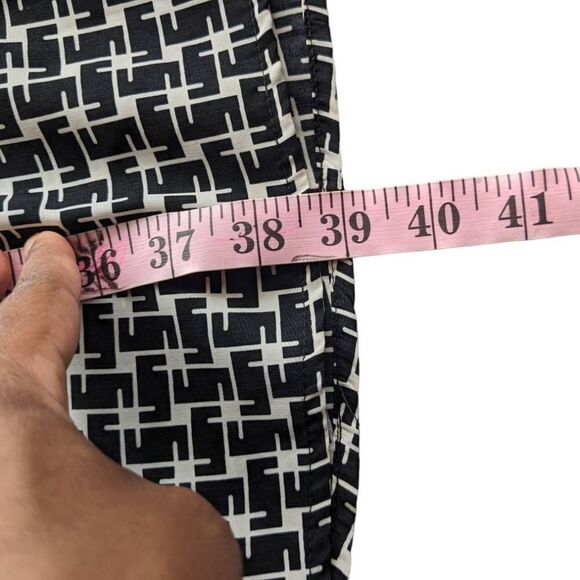 Paper Doll Dress A line Geometric print Sleeveless Keyhole back 20 Black White - Picture 10 of 11